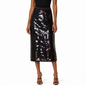 WORTHINGTON Size 2 Brown Sequin Midi Skirt Festive Cocktail Party Holiday Glam